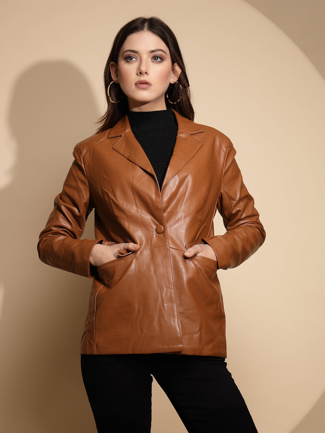 Leather shops jacket women