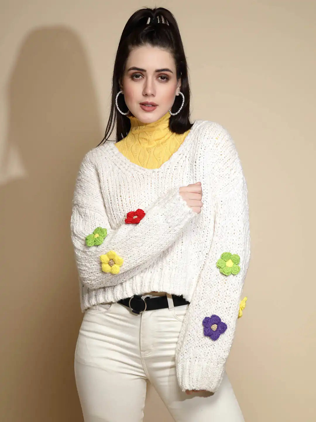 White on sale embellished sweater