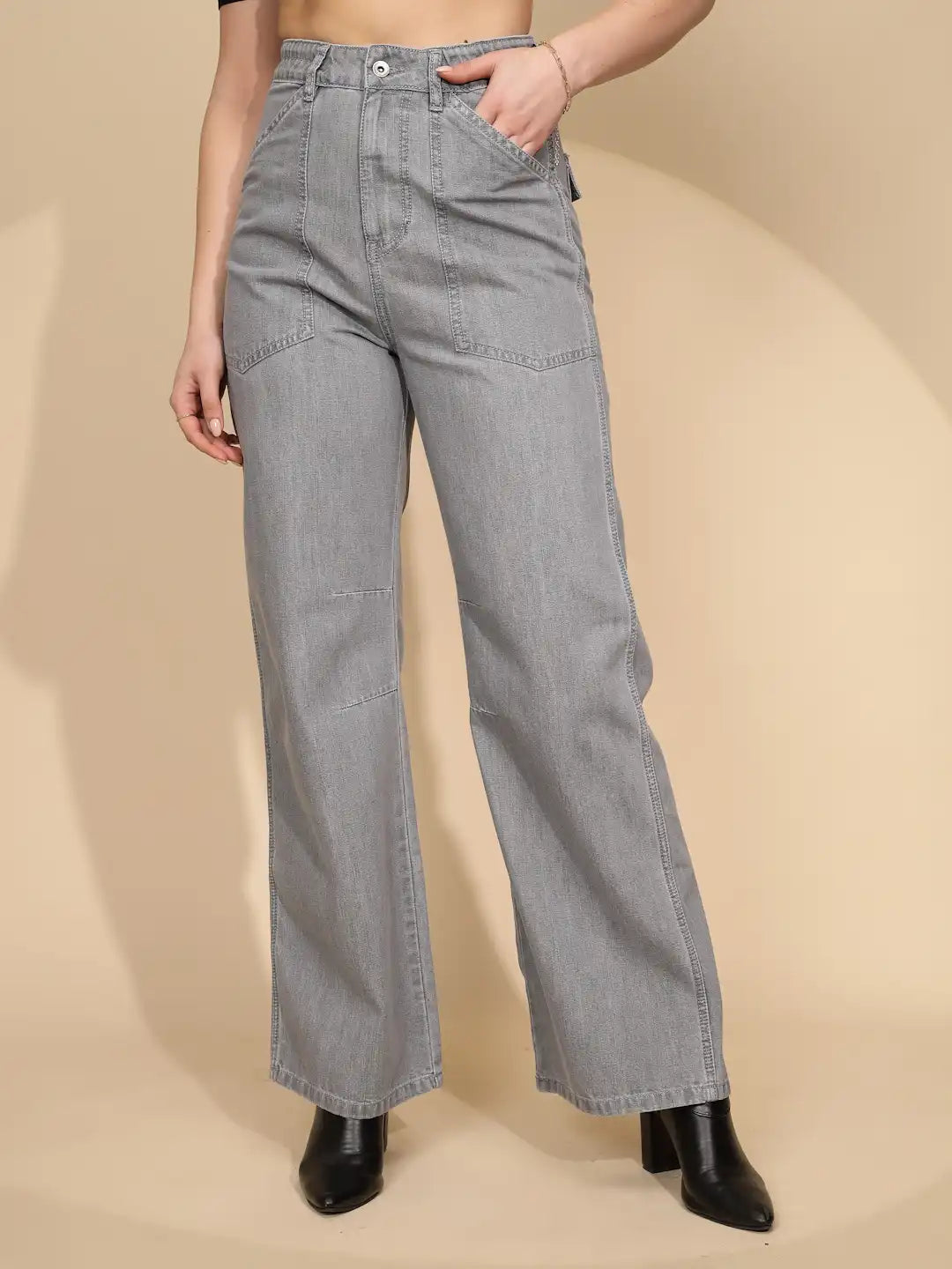 Grey fashion jean women