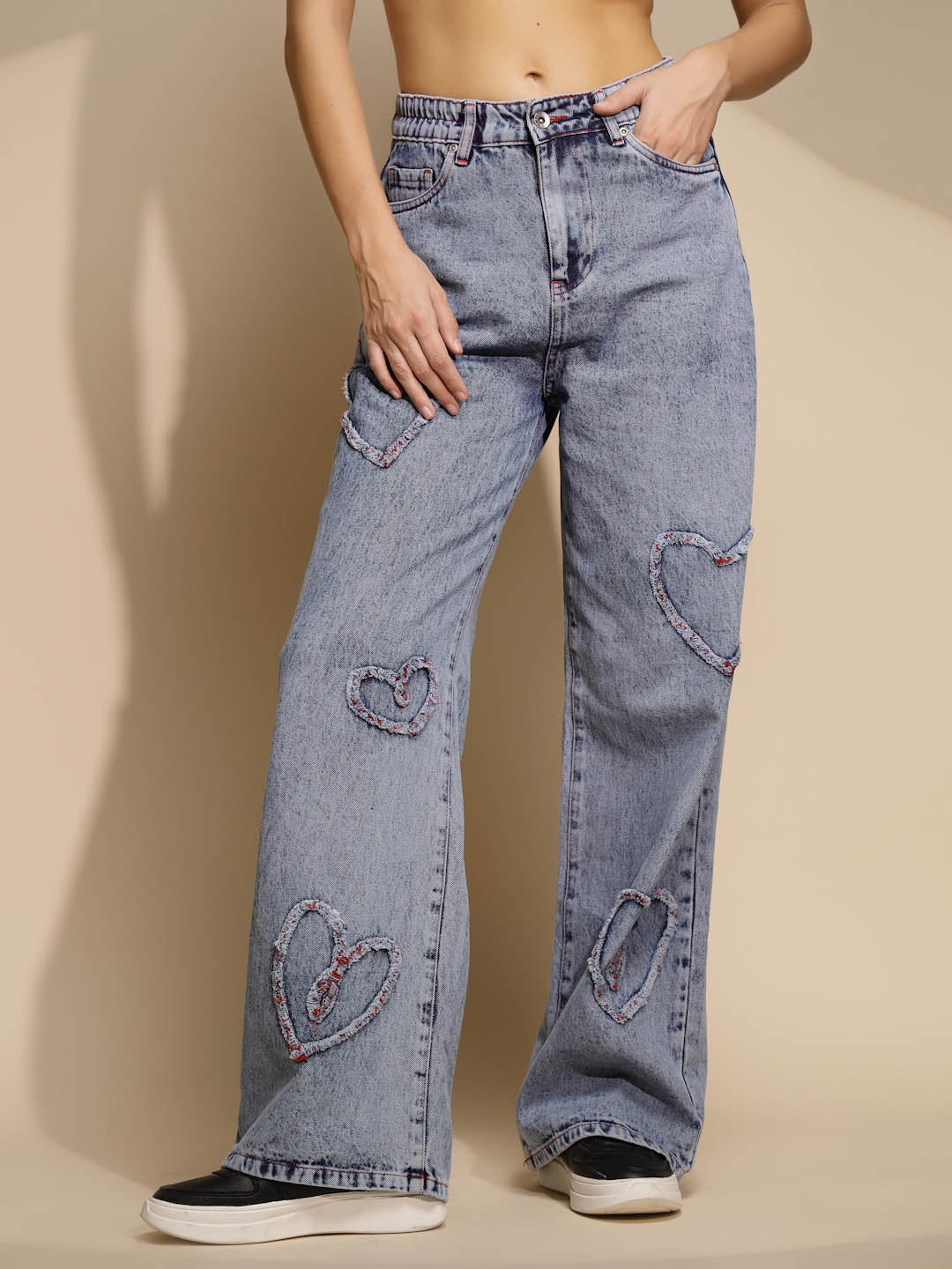 DENIM CARGO BAGGY-FIT JEANS FOR GIRLS AND WOMENS., Button, Bottom at best  price in New Delhi