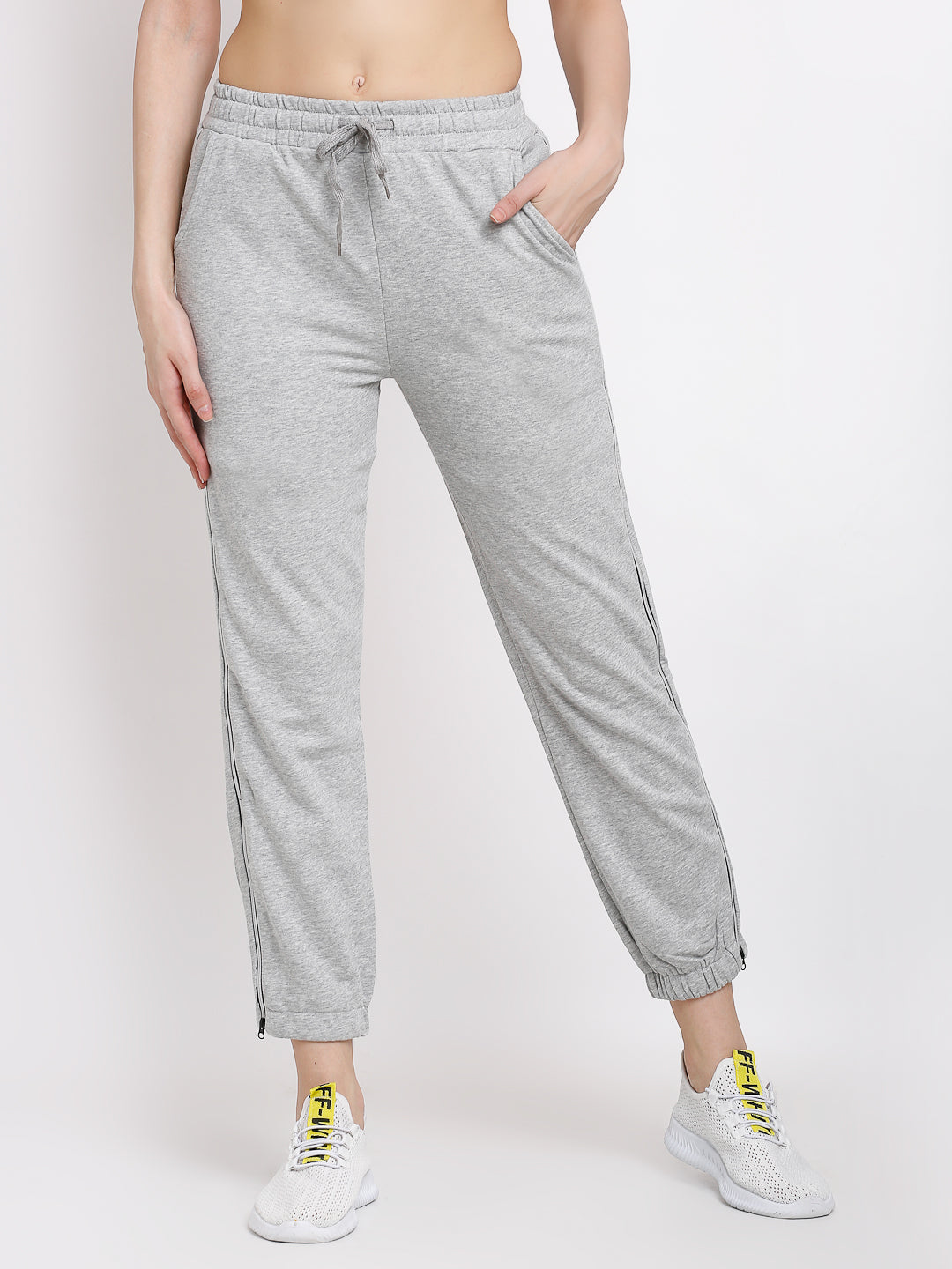 Buy Women Grey Straight Fit Ankle-Length Sports Joggers - Global