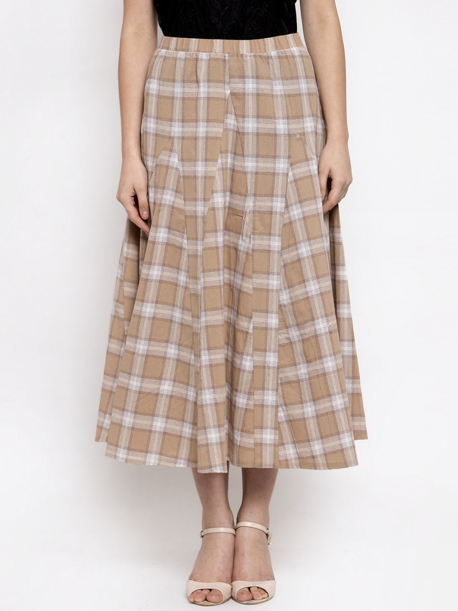 Khaki checkered skirt hotsell