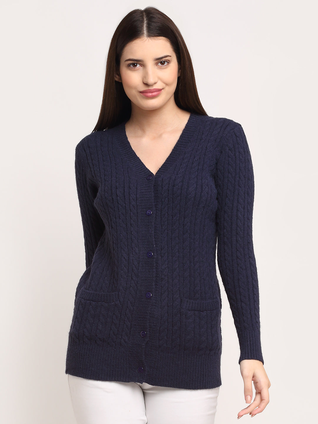 Navy blue v on sale neck sweater women's