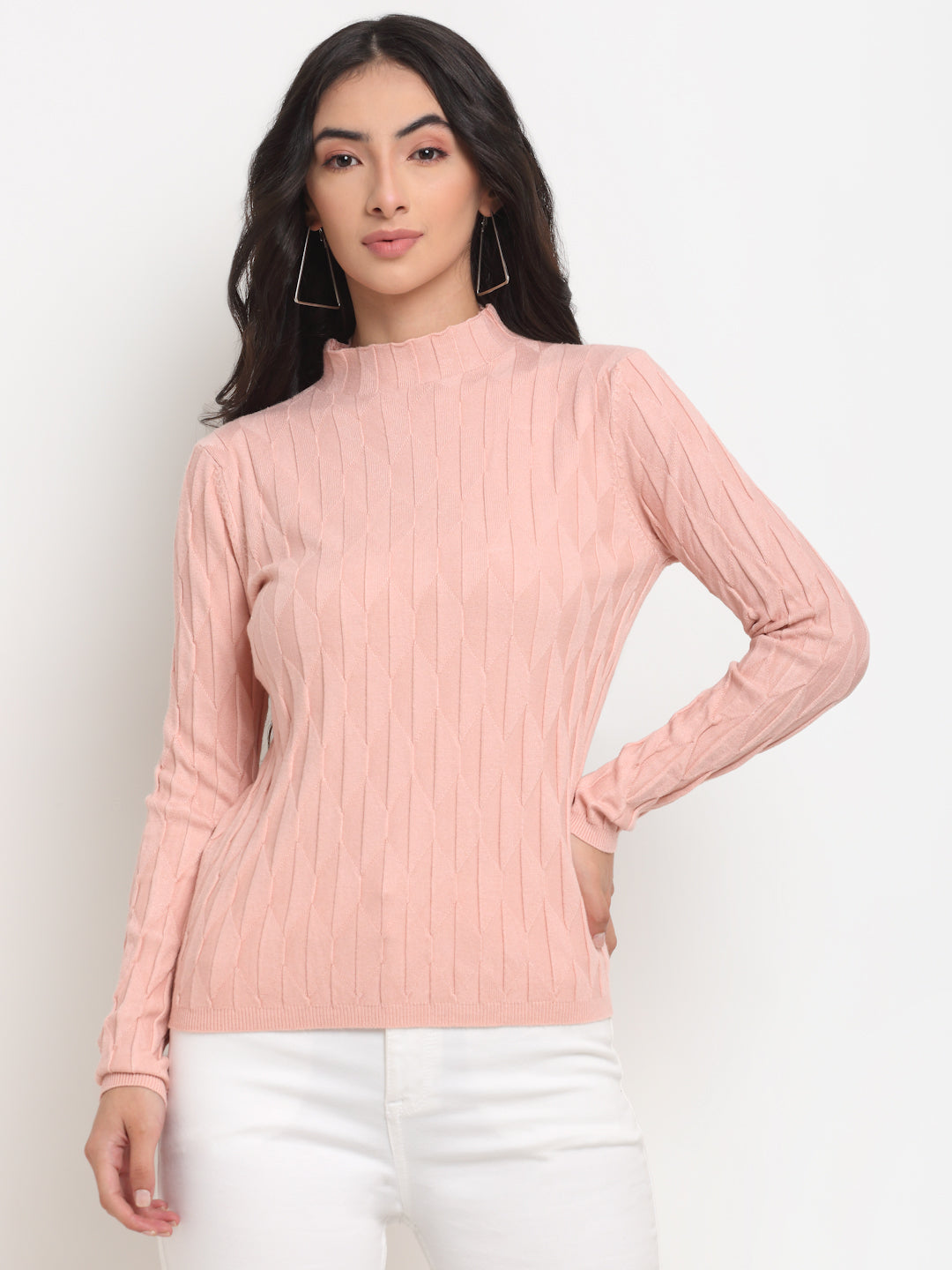  oodji Ultra Women's Short Sleeve Turtleneck Top, Pink