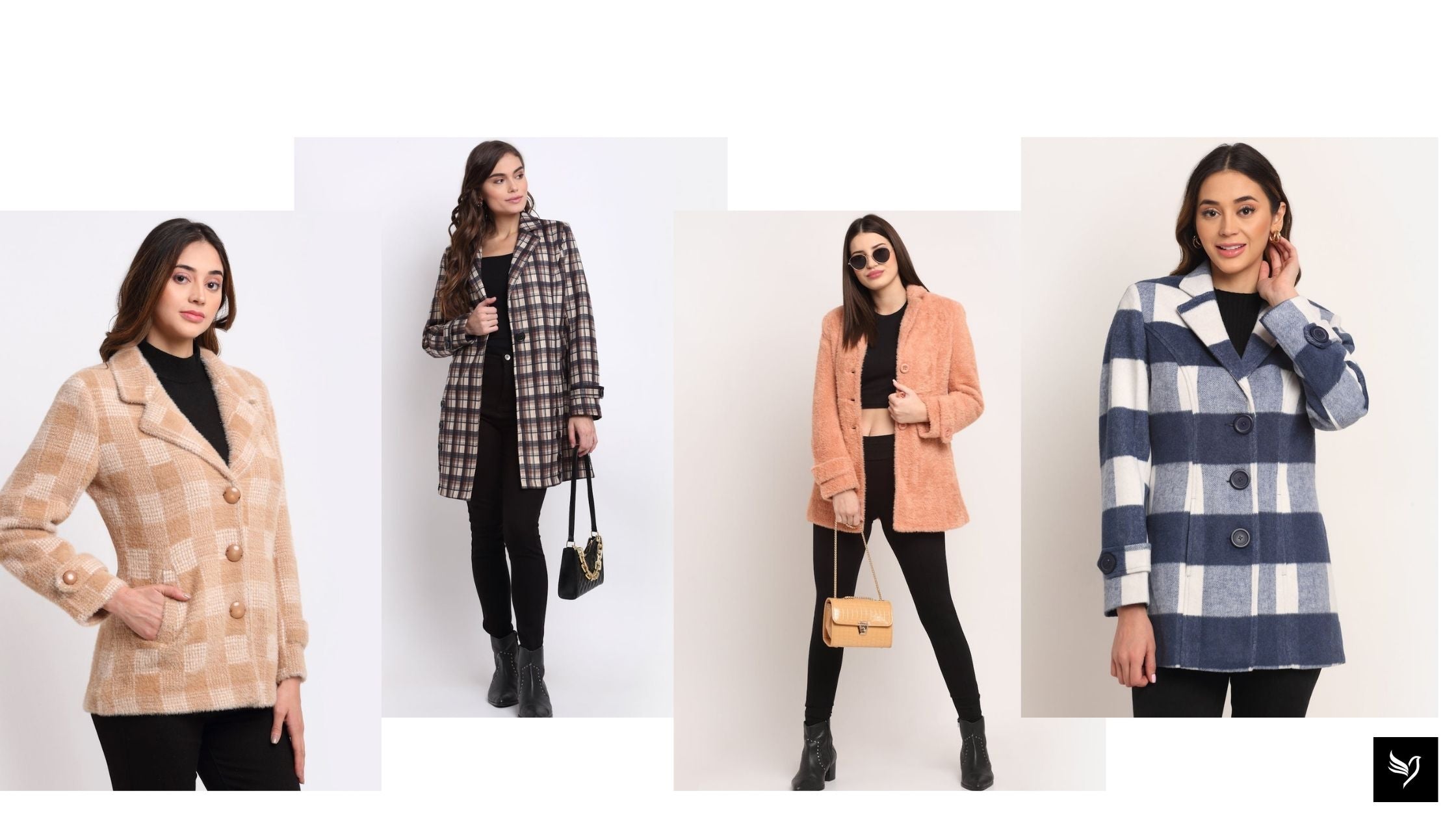 Checked winter women's clearance coats