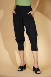 Women Black Polyester Blend Solid Harem Pant