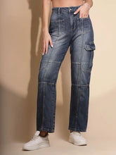 Women's Regular Fit Cotton Blend High Rise Straight Fit Jeans