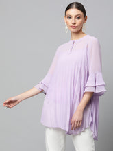 Women Round Neck Flared Fit Asymmetric Hem Top