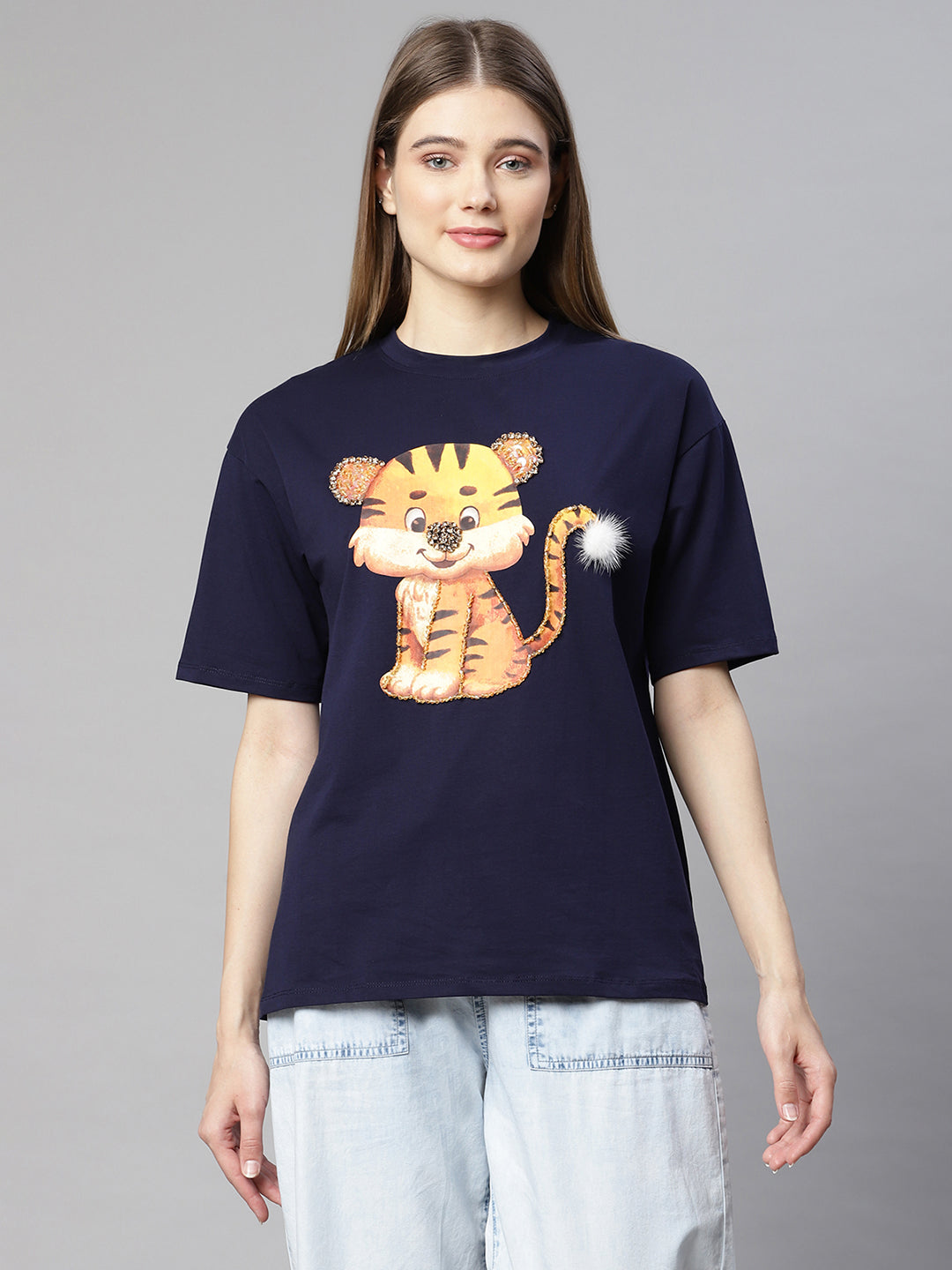 Women Animation Printed Regular Fit T-Shirt