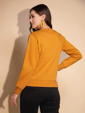 Yellow Round Neck Hosiery Sweatshirt