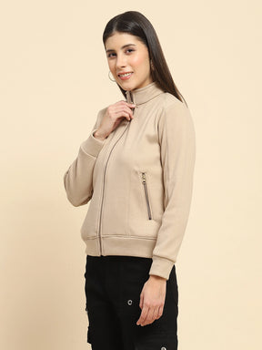 Fawn Poly Blend Solid Relaxed Fit Sweat Shirt