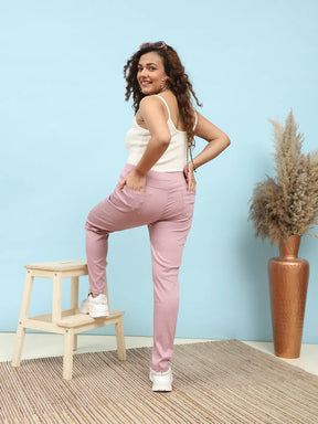 Pink High Rise Stretchable Slim Fit Jegging