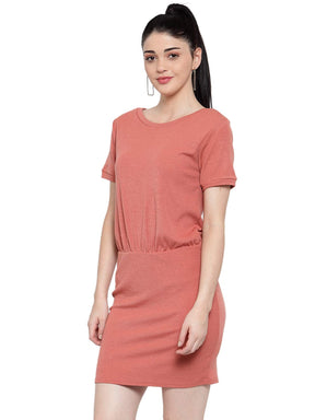 Women Peach Hosiery Straight Fit Dress