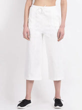 Women White Cotton Linen Solid Lower