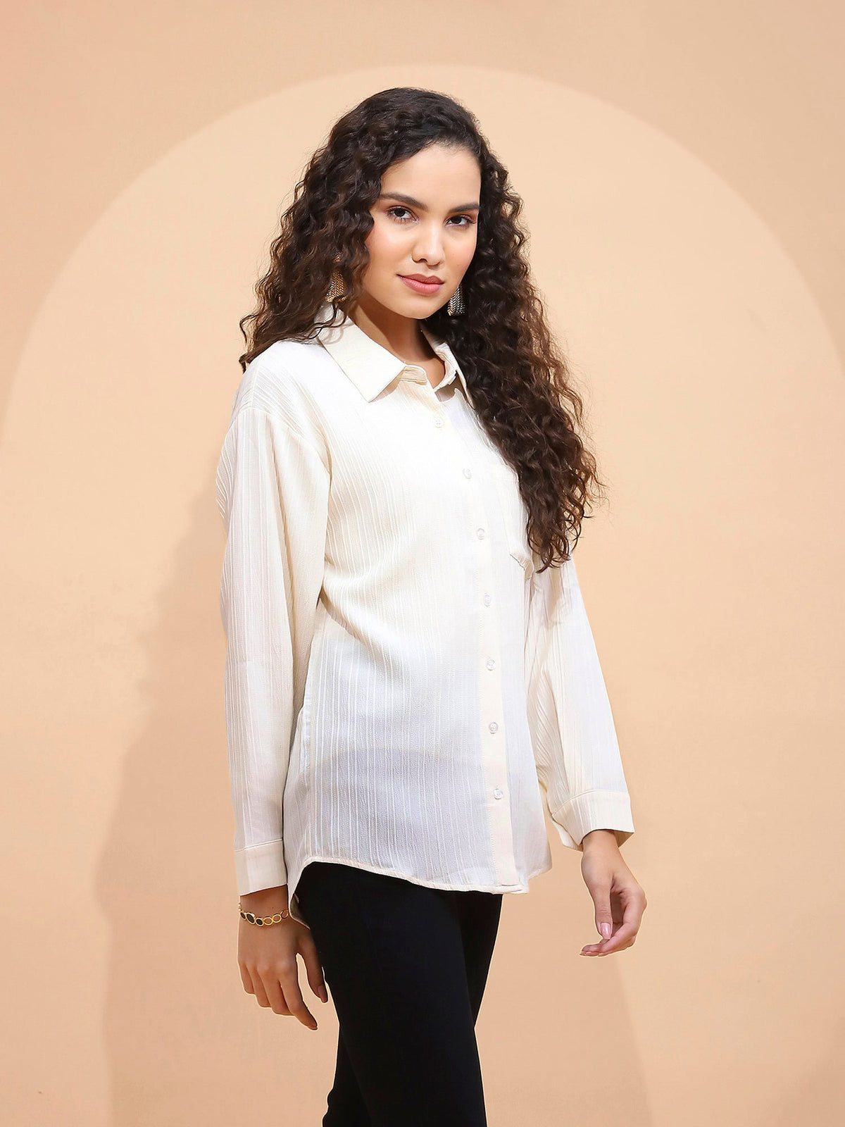 Women Lemon Polycotton Solid Asymmetric Hem Shirt