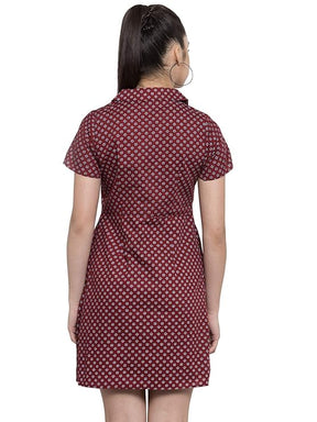 Women Maroon Above Knee Length Dress