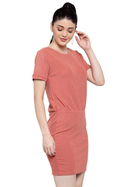 Women Peach Hosiery Straight Fit Dress