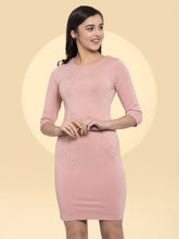 Women Embellished Pink Slim Fit Bodycon Dress