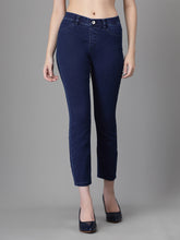 Women Dark Blue Cotton Blend Stretchable Jegging