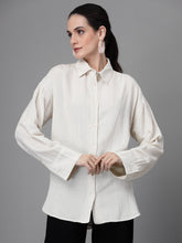 Women Natural Collar Neck Loose Fit Cotton Shirt