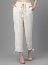 Women Cream Cotton Solid Lower