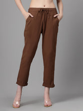 Mocha Cotton Solid Regular Fit Lower With Pockets