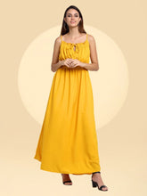 Women Shoulder Strap Maxi-Fit Mustard Colour Dress