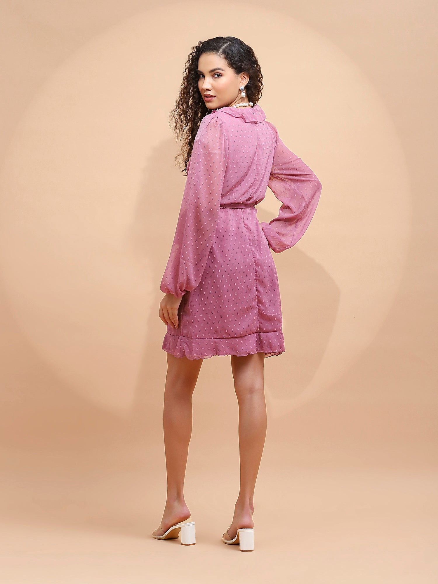 Dusky pink wrap dress best sale