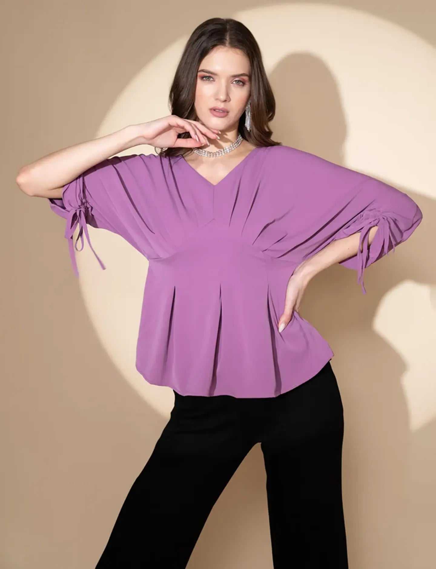 Women V-Neck Regular Fit Peplum Top