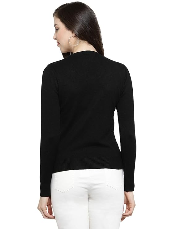 Women Black V-Neck Snug Fit Skivvy