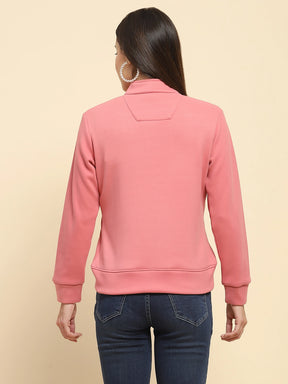 Rose Gold Poly Blend Solid Relaxed Fit Sweatshirt