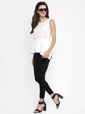 Women Polyester Blend Sleeveless Regular Fit Blouson Top