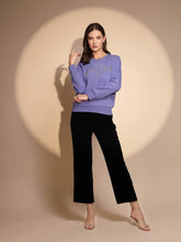 Blue Solid Round Neck Full Sleeve Hosiery Sweatshirt