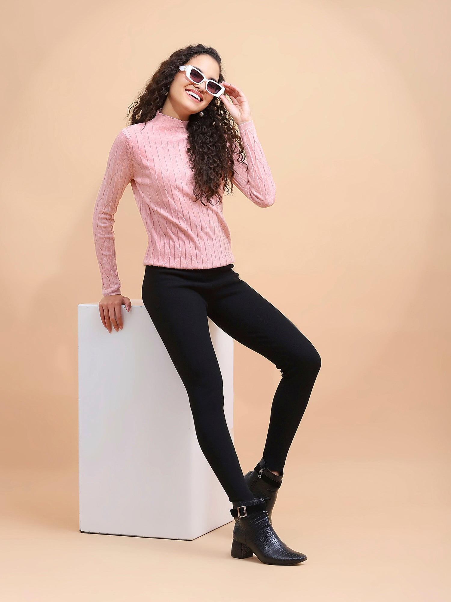 Women High Neck Slim Fit Skivvy