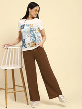 Women Brown Cotton Blend Solid Lower