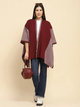 Maroon Poly Blend Printed Loose Fit Winter Shrug