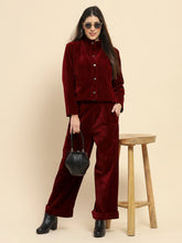 Wine Poly Blend Solid Loose Fit Lower