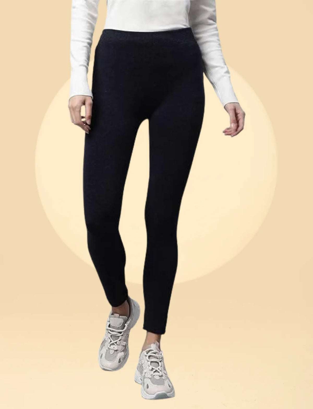 Women Navy Blue Body Hugging Skinny Fit High Rise Legging