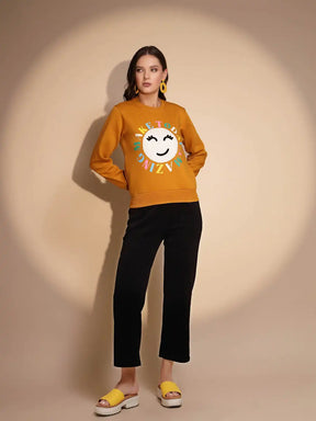 Yellow Round Neck Hosiery Sweatshirt