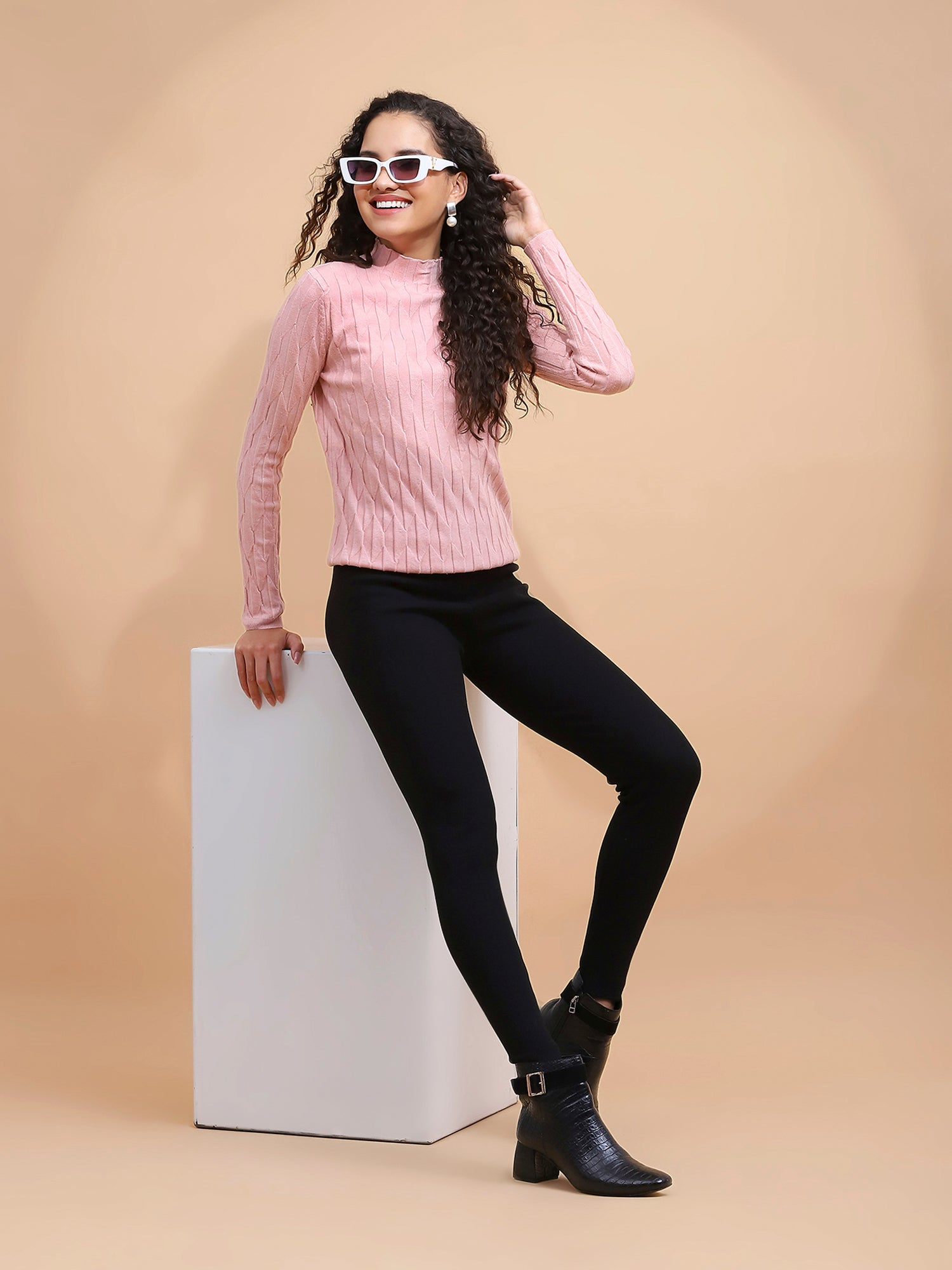 Women High Neck Slim Fit Skivvy