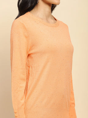 Orange Viscose Blend Regular Fit Pullover For Women