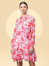 Women Collared Reddish Pink Floral Printed Dress