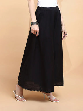 Black Polycotton Loose Fit Palazzo For Women