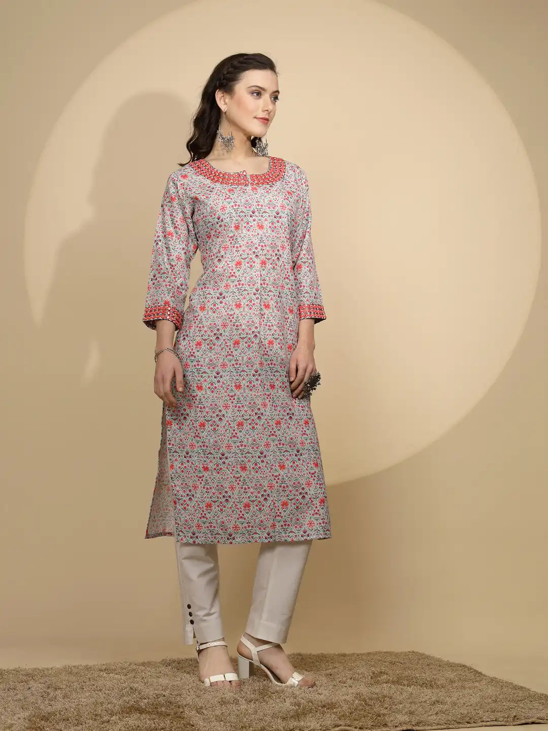 Multicolor Cotton Regular Fit Kurta For Women