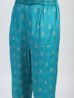 Blue Bandhani Print Cotton Kurta Set