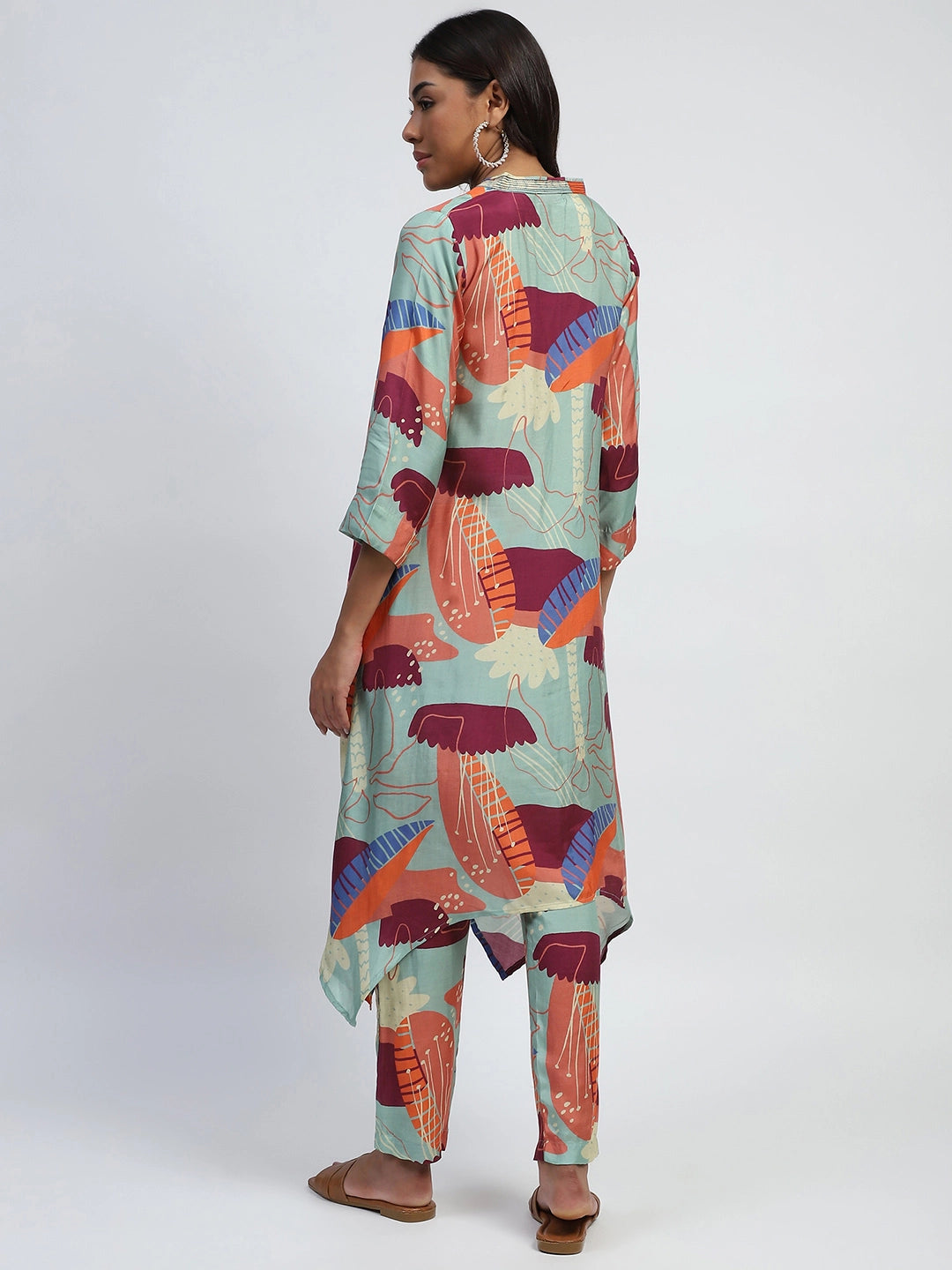 Multi  Abstract Print Rayon Kurta Set