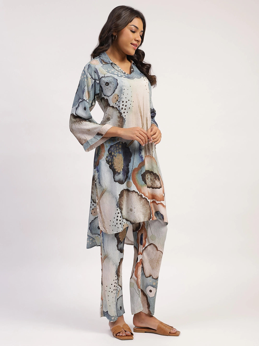 Marble  Abstract Print Rayon Kurta Set