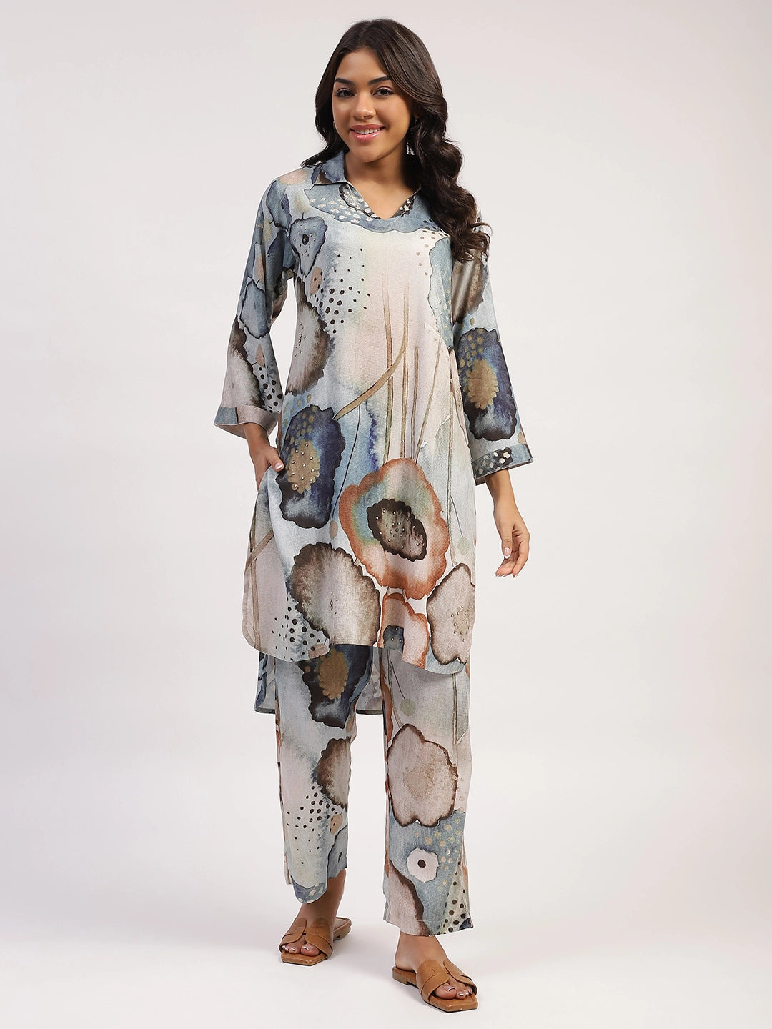 Marble  Abstract Print Rayon Kurta Set