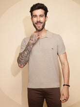 Beige Viscose Blend Regular Fit T-Shirt For Men