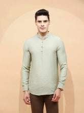 Pista Green Polyester Blend Regular Fit Kurta For Men